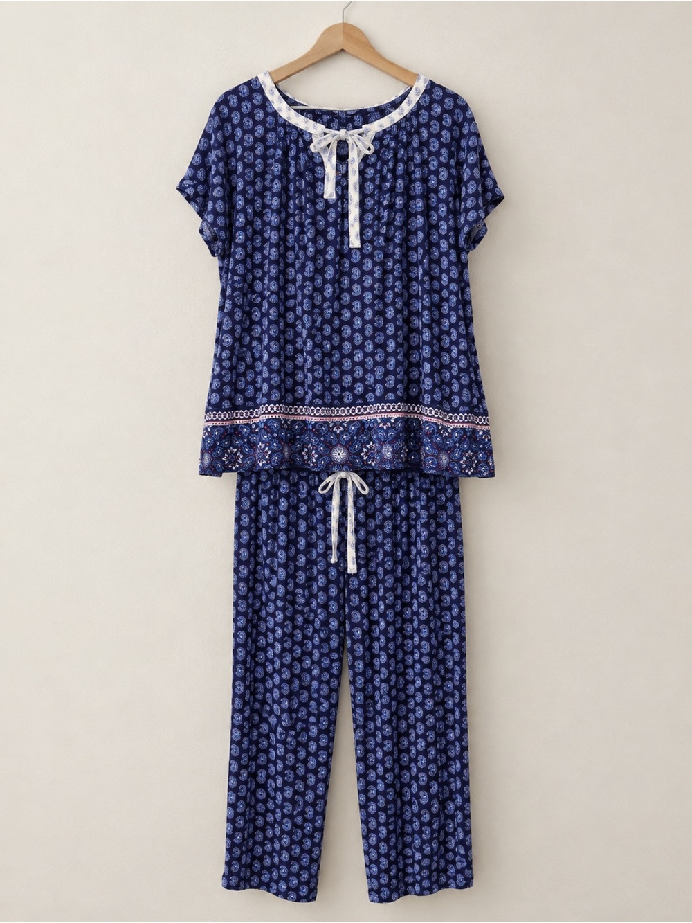 Croft & Barrow Classic Sleep Set Women’s 3X Navy Paisley 2pc Pajama